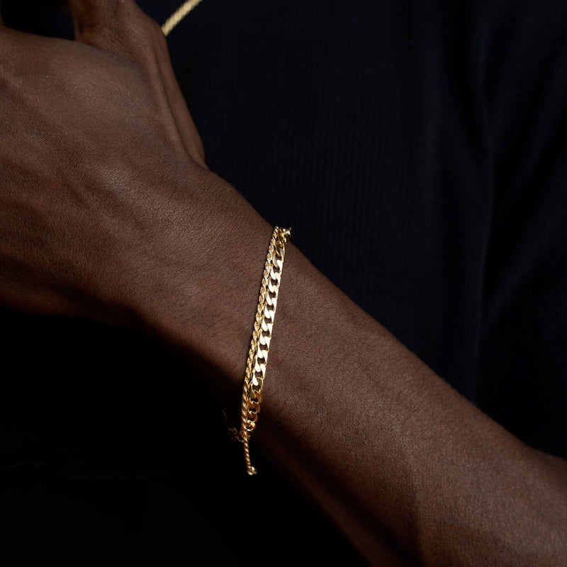 CURB CHAIN BRACELET 5.00MM 925 SILVER 18 CARAT GOLD PLATED
