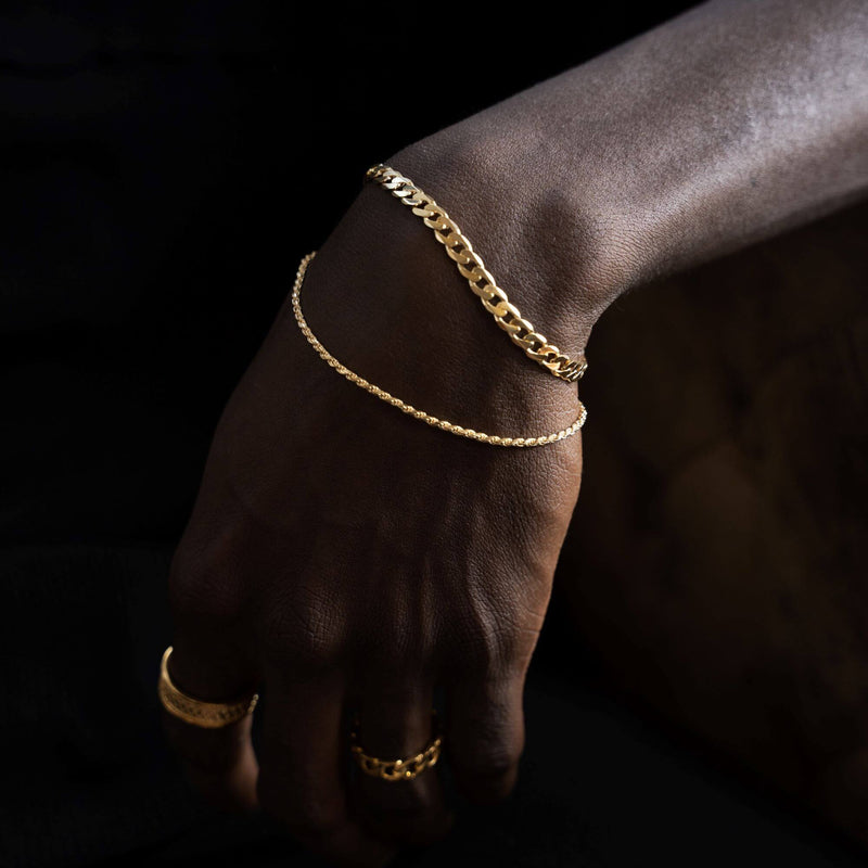 CURB CHAIN BRACELET 5.00MM 925 SILVER 18 CARAT GOLD PLATED