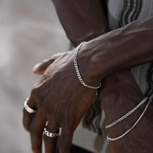 CURB CHAIN CUBAN BRACELET 925 SILVER RHODIUM PLATED 4,00MM - IDENTIM®