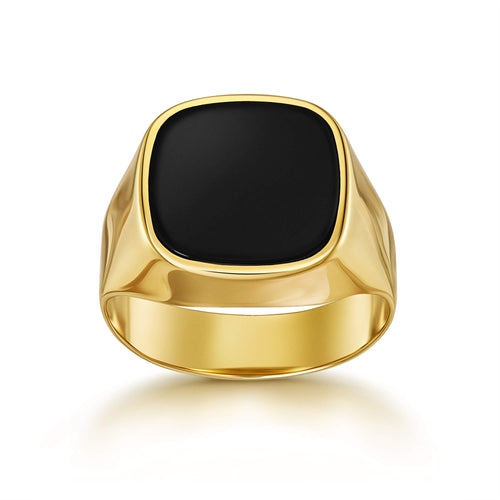 SIGNET RING ONYX SQUARE 585 GOLD - IDENTIM®