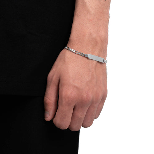 ID BRACELET FIGARO 925 SILVER RHODIUM-PLATED - IDENTIM®