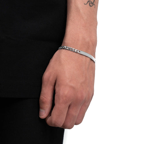 ID BRACELET ARMOR CUBAN 925 SILVER RHODIUM PLATED - IDENTIM®
