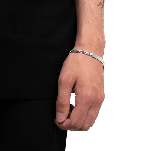 ID-BRACELET CURB CHAIN MATTE 925 SILVER RHODIUM PLATED - IDENTIM®