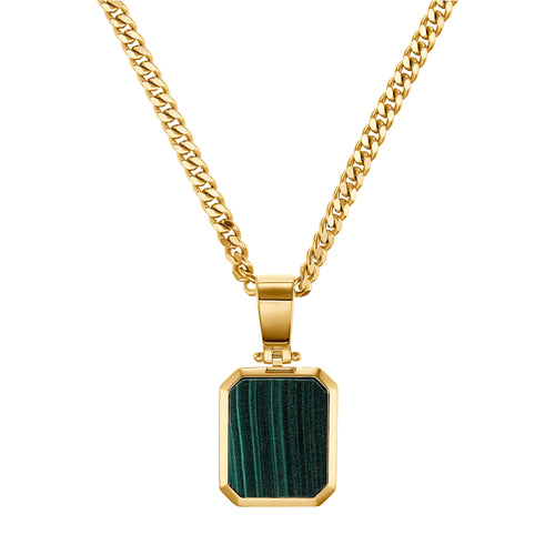 MALACHITE OCTAGON NECKLACE 585 GOLD - IDENTIM®