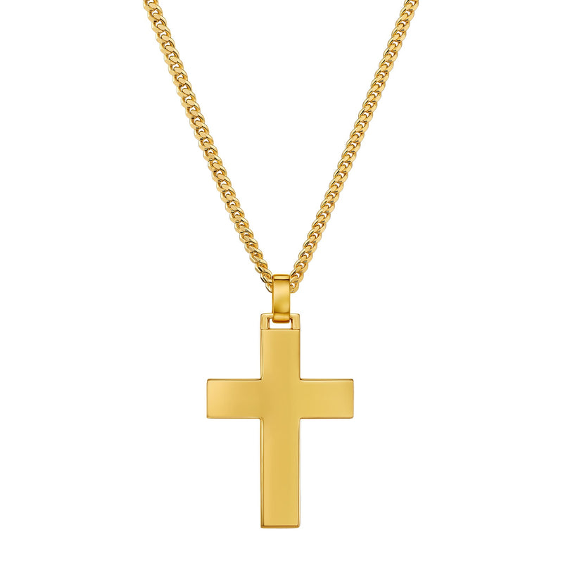 CROSS NECKLACE POLISHED 925 SILVER 18 CARAT GOLD PLATED