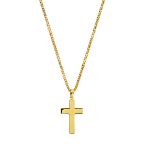CROSS NECKLACE 925 SILVER 18 CARAT GOLD PLATED - IDENTIM®