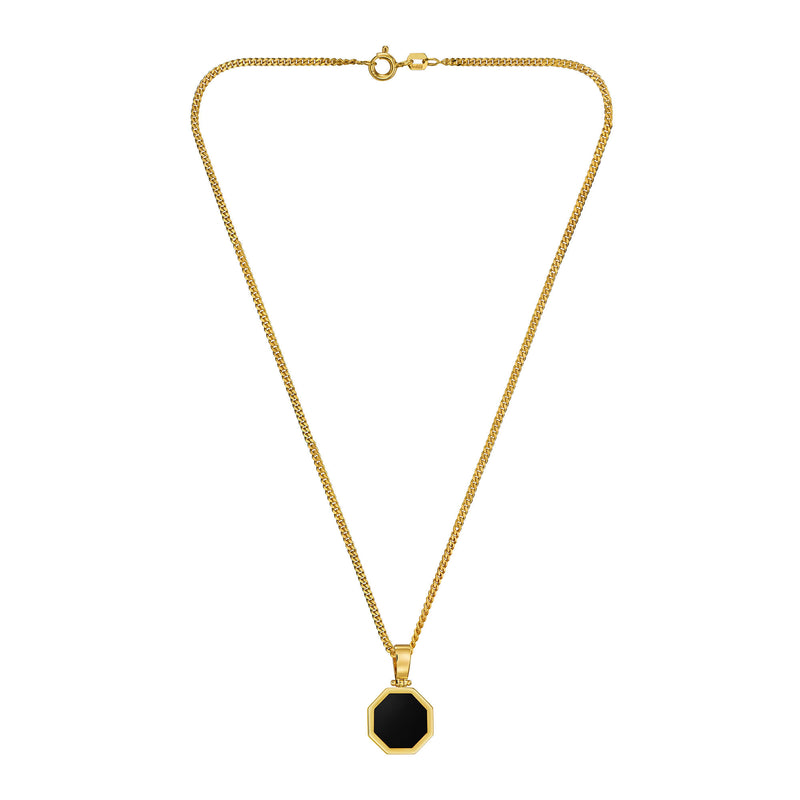 ONYX OCTAGON NECKLACE 585 GOLD