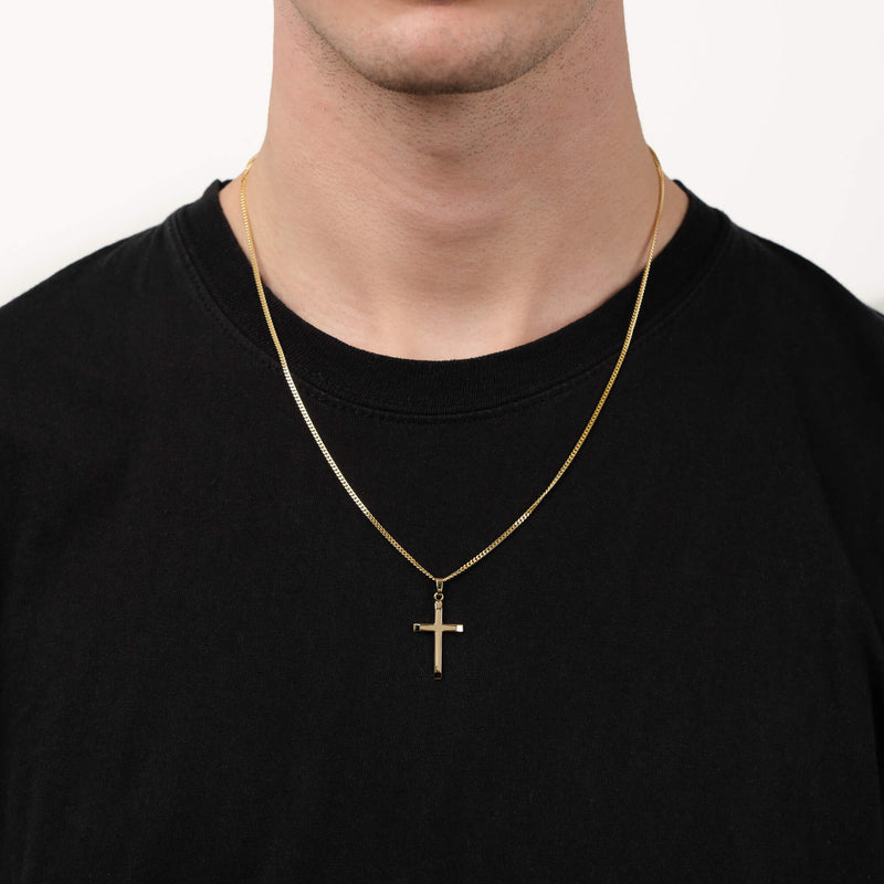 CROSS FACETED NECKLACE 585 GOLD