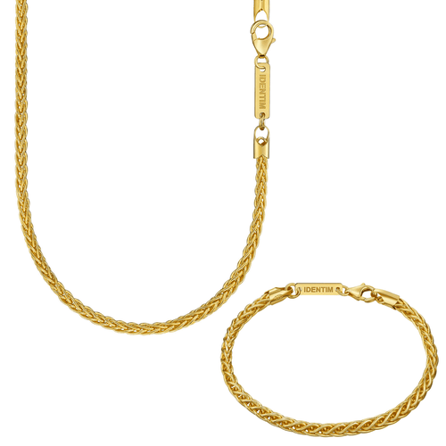 PLAIT CHAIN SET 925 SILVER 18 CARAT GOLD PLATED 3,60MM - IDENTIM®