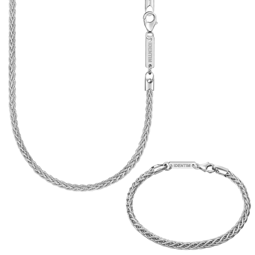 PLAIT CHAIN SET 925 SILVER RHODIUM PLATED 3,60MM - IDENTIM®