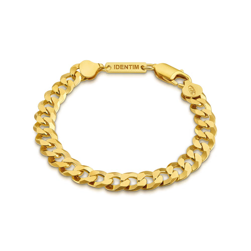 CURB CHAIN BRACELET 7.80MM 925 SILVER 18 CARAT GOLD PLATED - IDENTIM®