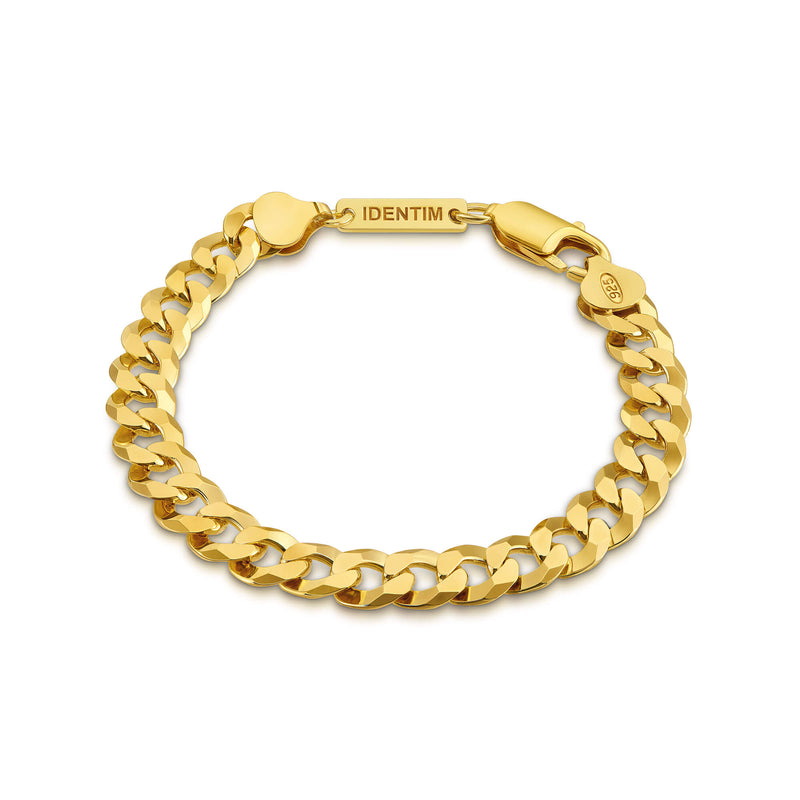 CURB CHAIN BRACELET 7.80MM 925 SILVER 18 CARAT GOLD PLATED