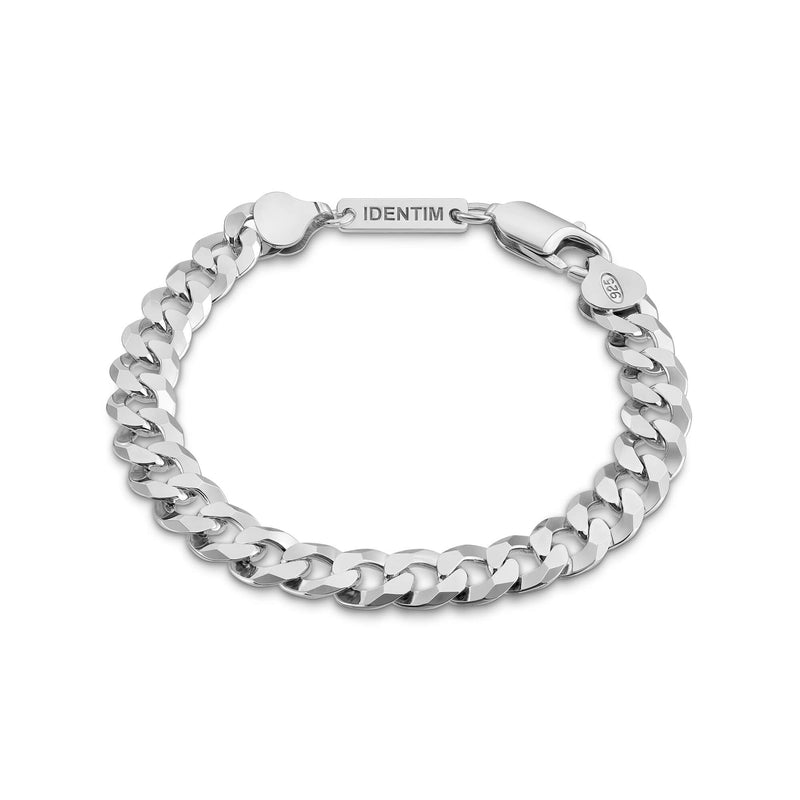 CURB CHAIN BRACELET 925 SILVER RHODIUM PLATED 7,80MM