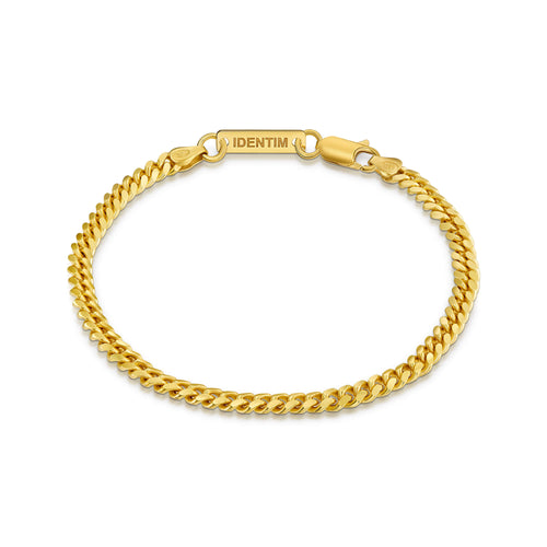 CURB CHAIN CUBAN BRACELET 4.00MM 925 SILVER 18 CARAT GOLD PLATED - IDENTIM®