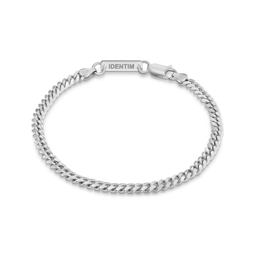 CURB CHAIN CUBAN BRACELET 925 SILVER RHODIUM PLATED 4,00MM - IDENTIM®