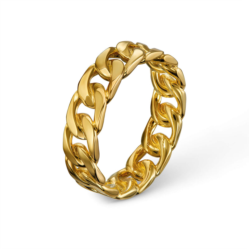 CUBAN/ARMOR RING 925 SILVER 18 CARAT GOLD PLATED