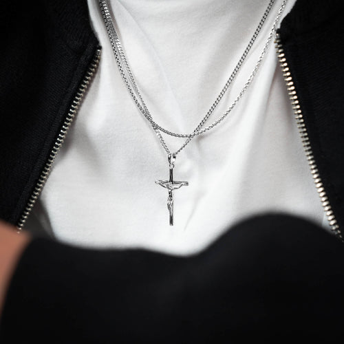 CROSS NECKLACE VENETIAN NECKLACE SET 925 SILVER RHODIUM PLATED - IDENTIM®