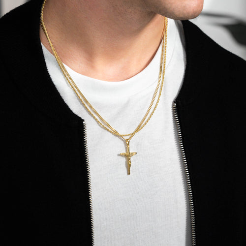 CROSS NECKLACE CORD NECKLACE SET 925 SILVER 18 CARAT GOLD PLATED - IDENTIM®