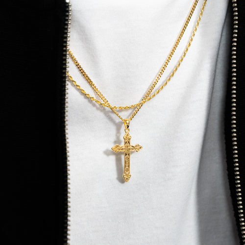 CROSS NECKLACE CORD NECKLACE SET 925 SILVER 18 CARAT GOLD PLATED - IDENTIM®