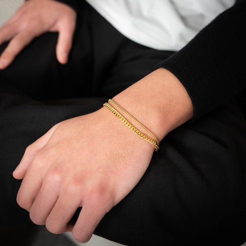 BRACELET SET PANZER FRANCO 925 SILVER 18 CARAT GOLD PLATED - IDENTIM®