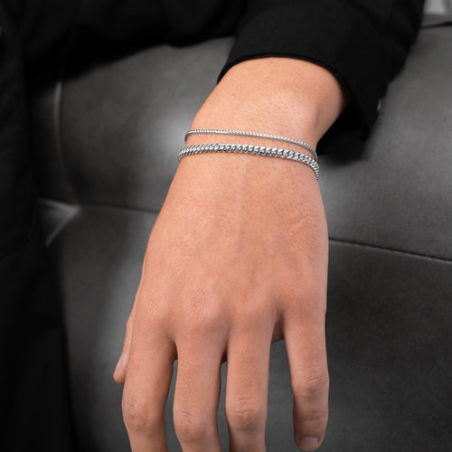 BRACELET SET PANZER FRANCO SILVER BRACELET 925 SILVER RHODIUM PLATED - IDENTIM®