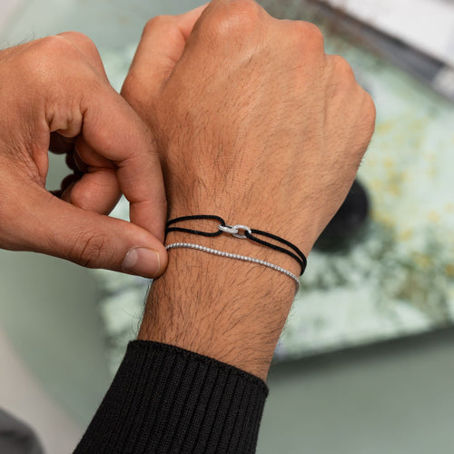 BRILLIANCE BRACELET FABRIC BRACELET 585 WHITE GOLD LAB DIAMONDS