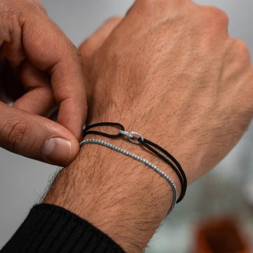 BRILLIANCE BRACELET FABRIC BRACELET 585 WHITE GOLD LAB DIAMONDS