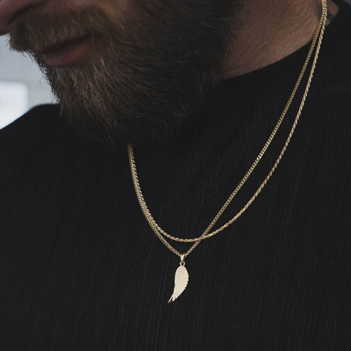 WING NECKLACE CORD NECKLACE SET 925 SILVER 18 CARAT GOLD PLATED - IDENTIM®
