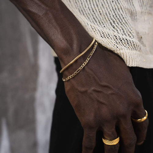 SNAKE CHAIN SET 925 SILVER 18 CARAT GOLD PLATED 2,50MM - IDENTIM®