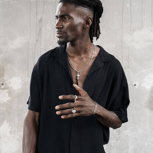 CROSS NECKLACE VENETIAN NECKLACE SET 925 SILVER RHODIUM PLATED - IDENTIM®