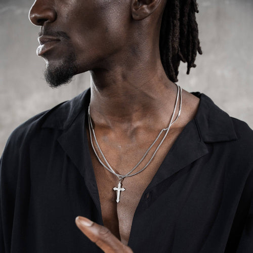 CROSS NECKLACE VENETIAN NECKLACE SET 925 SILVER RHODIUM PLATED - IDENTIM®