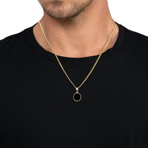 ONYX OVAL NECKLACE 585 GOLD