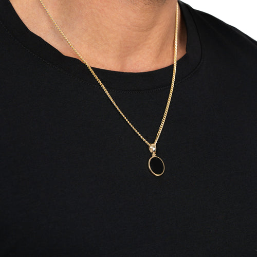 ONYX OVAL NECKLACE 585 GOLD