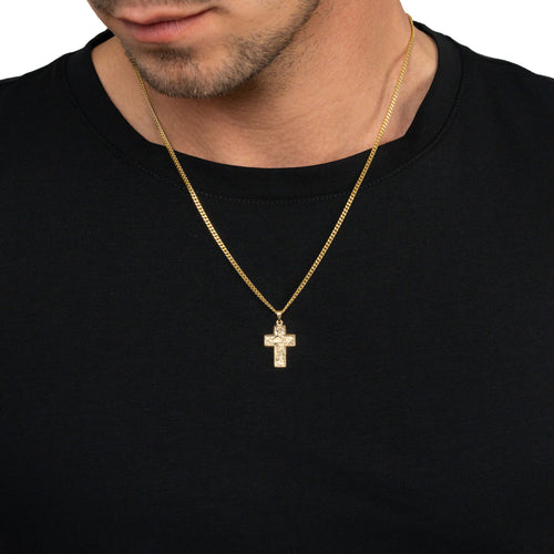 CROSS NECKLACE SUENO 925 SILVER 18 CARAT GOLD PLATED