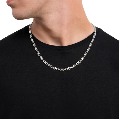 PLATTENKETTE STEIGBÜGELKETTE GOLD CHAIN 5,50MM 585 WHITE GOLD - IDENTIM®