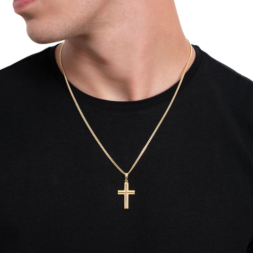 CROSS NECKLACE 925 SILVER 18 CARAT GOLD PLATED - IDENTIM®