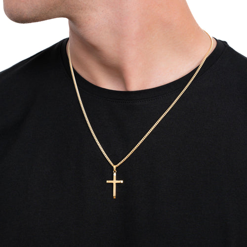 CROSS NECKLACE 925 SILVER 18 CARAT GOLD PLATED - IDENTIM®