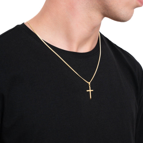 CROSS NECKLACE 925 SILVER 18 CARAT GOLD PLATED - IDENTIM®