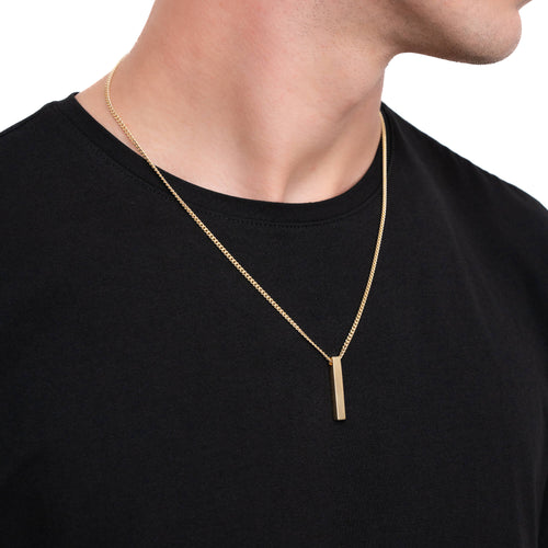 BAR NECKLACE POLISHED 925 SILVER 18 CARAT GOLD PLATED - IDENTIM®