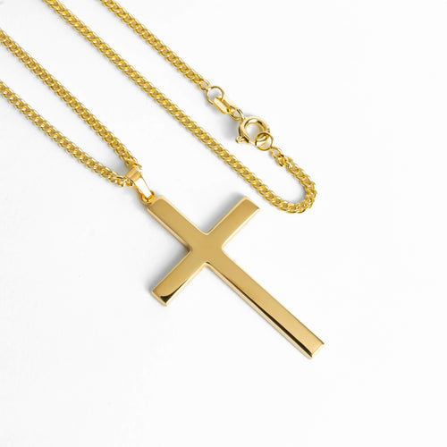 CROSS NECKLACE POLISHED 333 GOLD - IDENTIM®