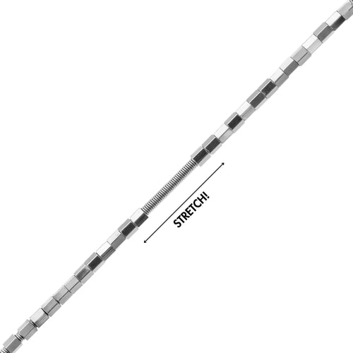 facetted hexagon bracelet elastic 750 white gold - IDENTIM®