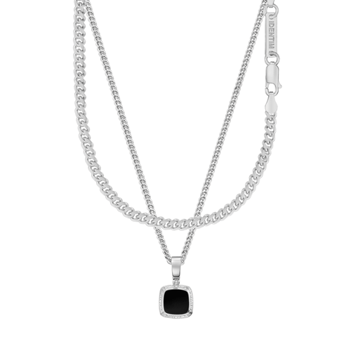 ART NOUVEAU NECKLACE CURB CHAIN SET 925 SILVER RHODIUM PLATED - IDENTIM®