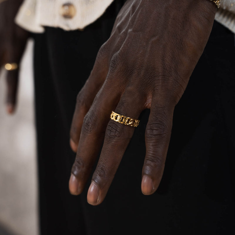 CUBAN/ARMOR RING 925 SILVER 18 CARAT GOLD PLATED