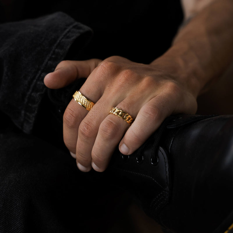 CUBAN/ARMOR RING 925 SILVER 18 CARAT GOLD PLATED