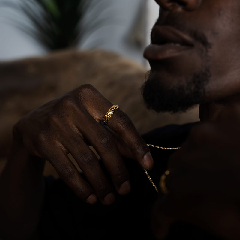SNAKE RING 925 SILVER 18 CARAT GOLD PLATED