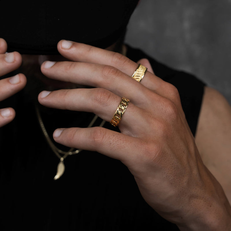 CUBAN/ARMOR RING 925 SILVER 18 CARAT GOLD PLATED