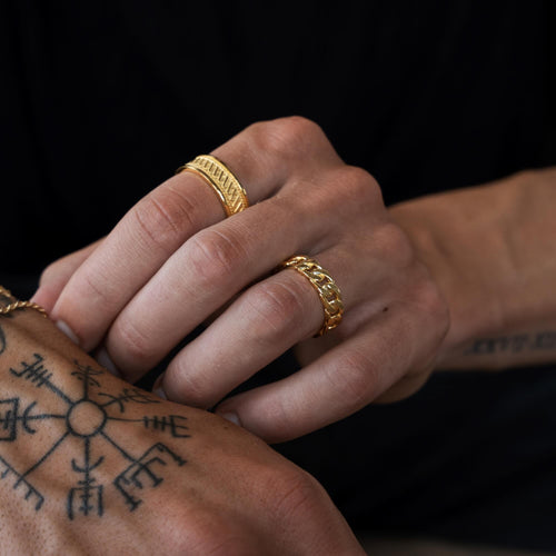 CUBAN/ARMOR RING 925 SILVER 18 CARAT GOLD PLATED - IDENTIM®