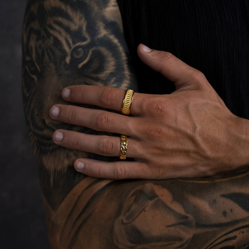 BOLD X RING 925 SILVER 18 CARAT GOLD PLATED