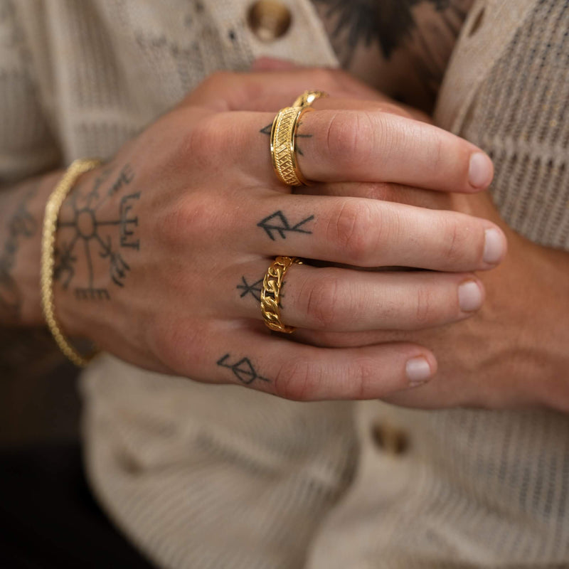 CUBAN/ARMOR RING 925 SILVER 18 CARAT GOLD PLATED