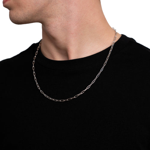 PAPER CLIP CHAIN GOLD CHAIN 3.50MM 585 WHITE GOLD - IDENTIM®